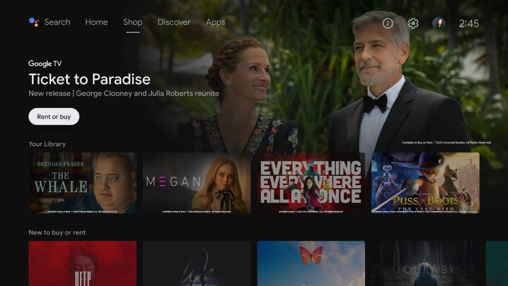 Google TV Shop tab