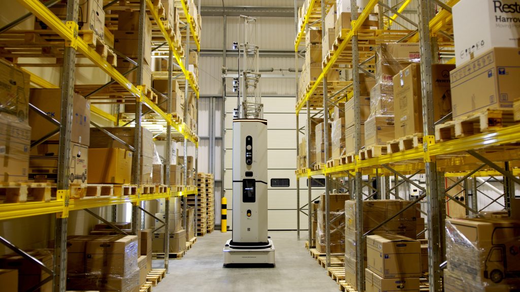 Dexory robot scanning racks