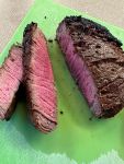 Steak cooked on Schwank portable infrared grill