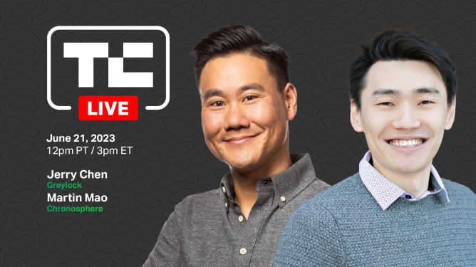 TechCrunch Live on June 21, 2023 at 12pm PDT with Jerry Chen [Greylock] + Martin Mao [Chronosphere]