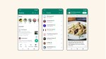 WhatsApp displayed om 3 smartphone screens