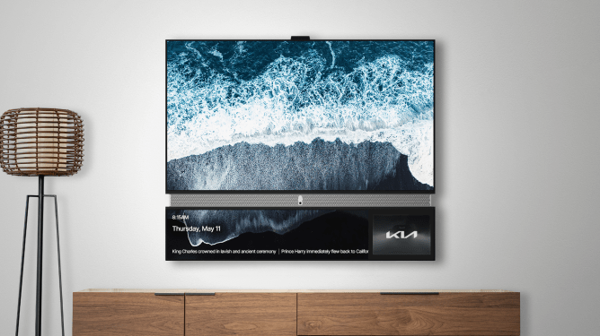 Telly smart TV hanging on a living room wall