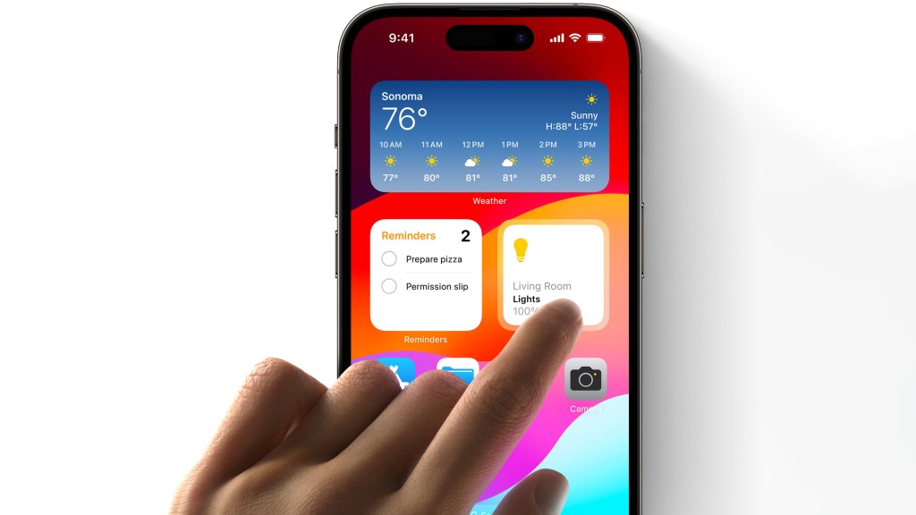 iOS widgets displayed on an iPhone screen