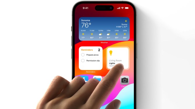iOS widgets displayed on an iPhone screen