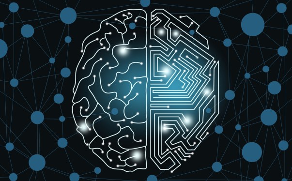 Illustration of human brain covered with networks