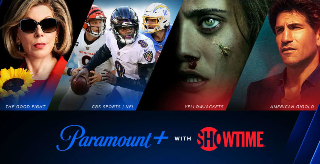 Paramount+ with Showtime; logos and show samples