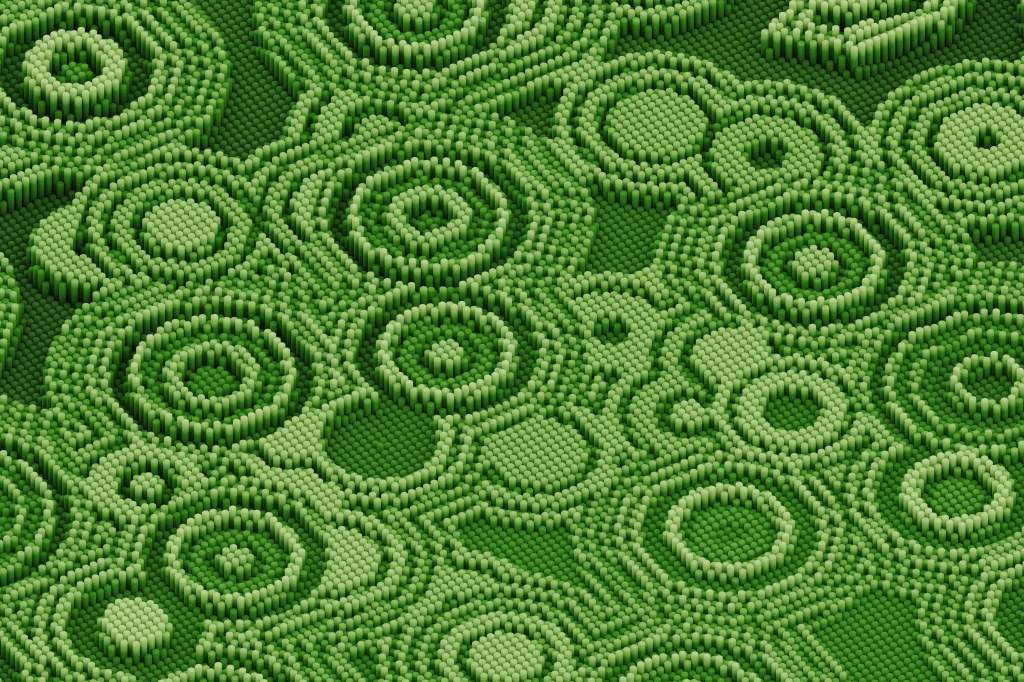 Green ripples radiate out and overlap.