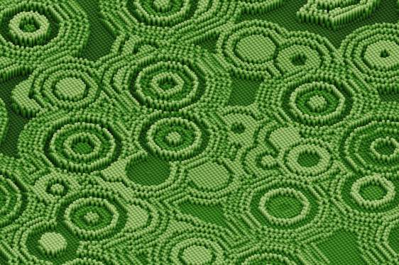Green ripples radiate out and overlap.