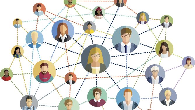 Concept illustration depicting online community