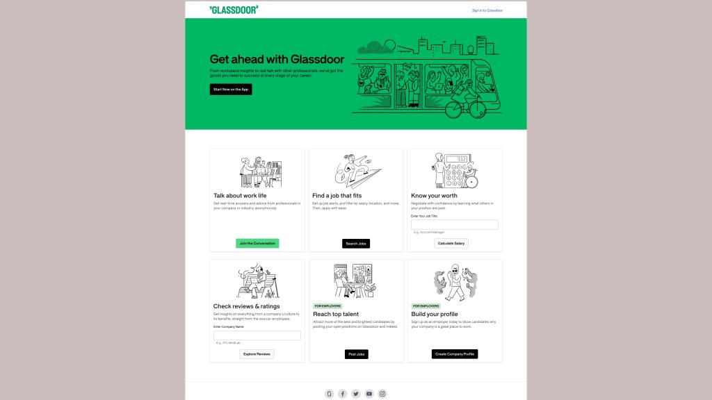 Glassdoor home page