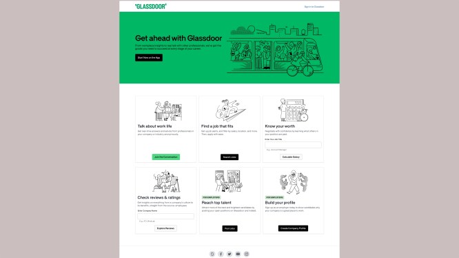 Glassdoor home page