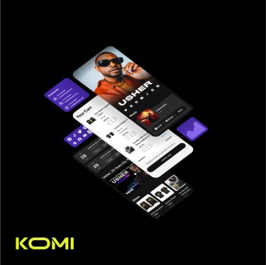 KOMI app on smartphone screens