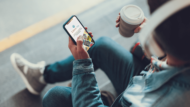 overhead shot of person looking at smartphone screen