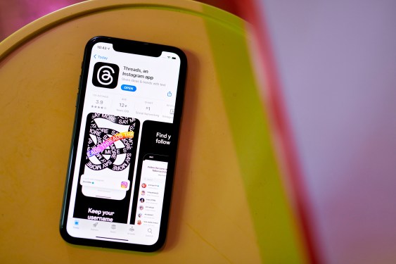 The Threads application for download in the Apple App Store on a smartphone.