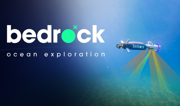 A Bedrock underwater vehicle and the company's logo.