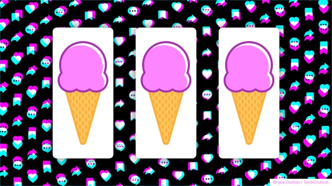 drawing of 3 ice cream cones