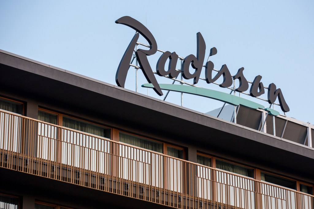 Radisson logo seen at one of their hotels in Poland.