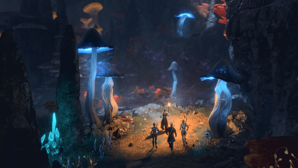 Baldur's Gate 3 gameplay in a dimly-lit zone