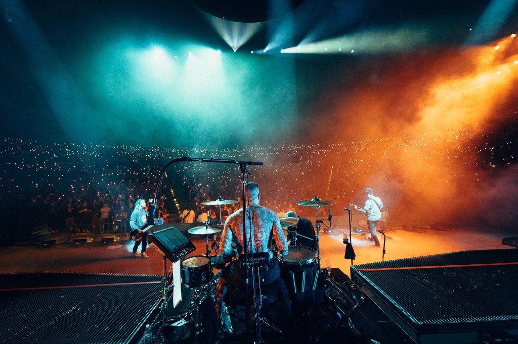 Fall Out Boy 2023; view of band onstage