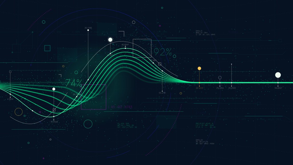 Green information graph on a black background, suggesting a synthetic data flow concept.