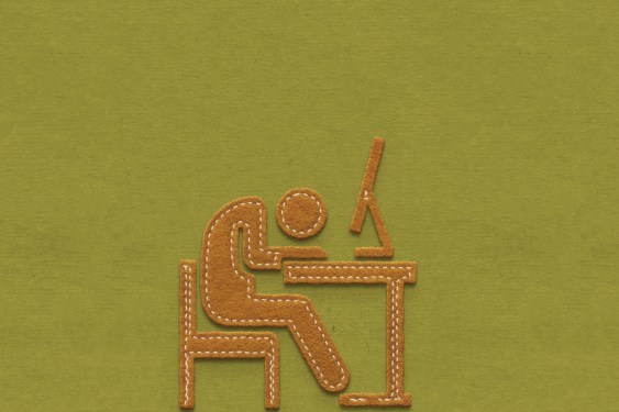 tired men sleeping at desk made in felt,Conceptual image of burnout person