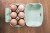 View from above of six eggs with natural light