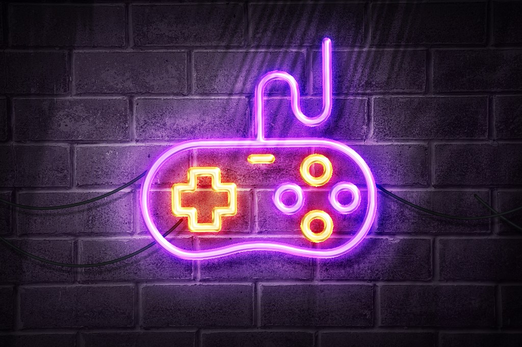 game controller in neon lights