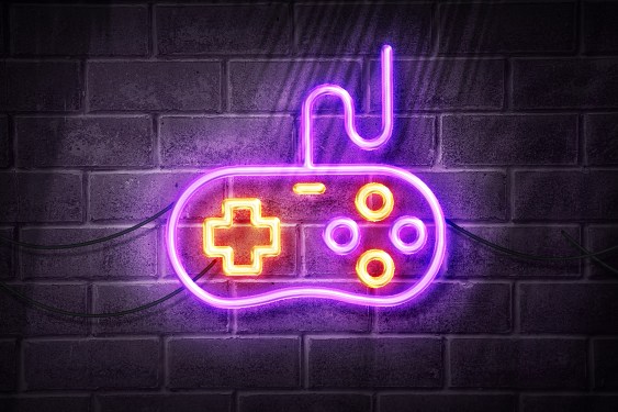 game controller in neon lights