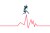Side view of girl jumping over red line graph against white background