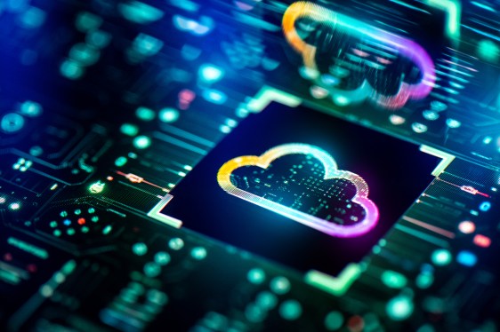 Cloud on top of a CPU on motherboard background.
