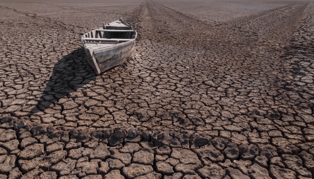 Boat stranded in desert, Little Rann of Kutch, Gujarat, India