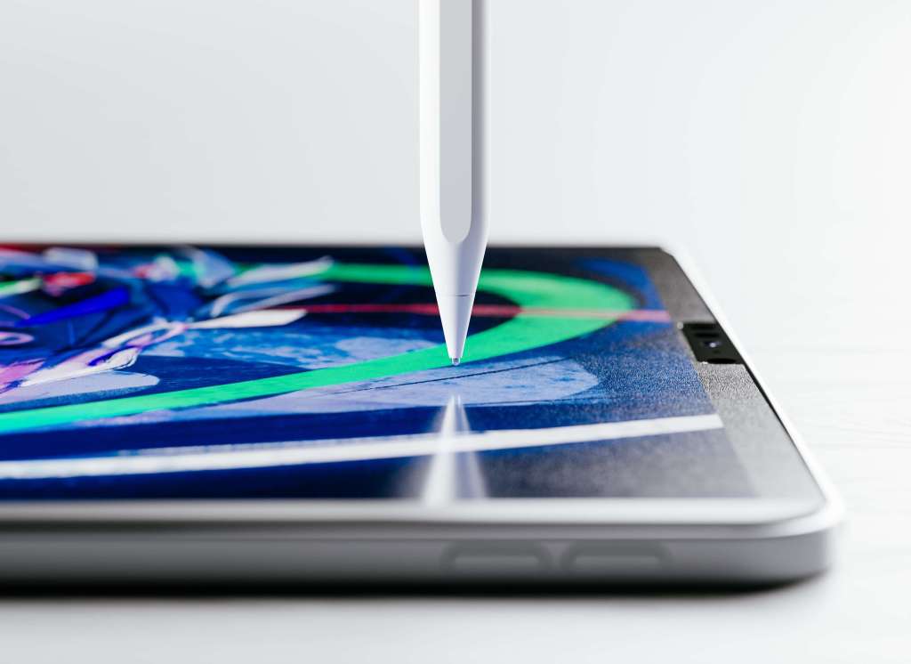 Apple pencil on tablet screen