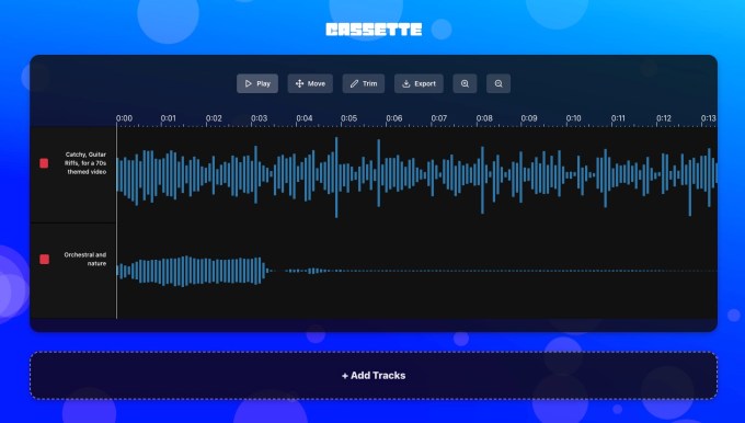 Cassette AI interface for mixing tracks