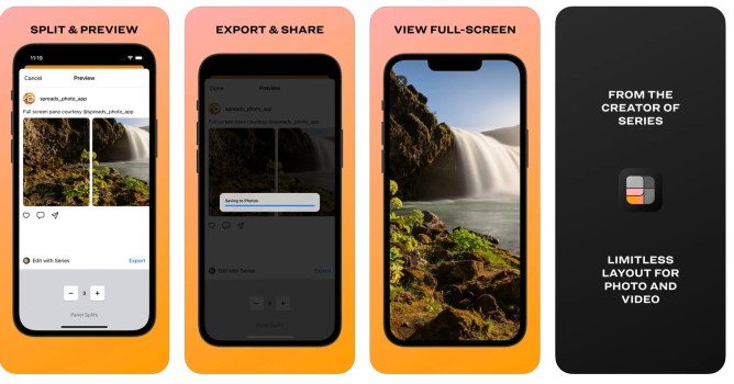 Spreads on 4 mobile screens