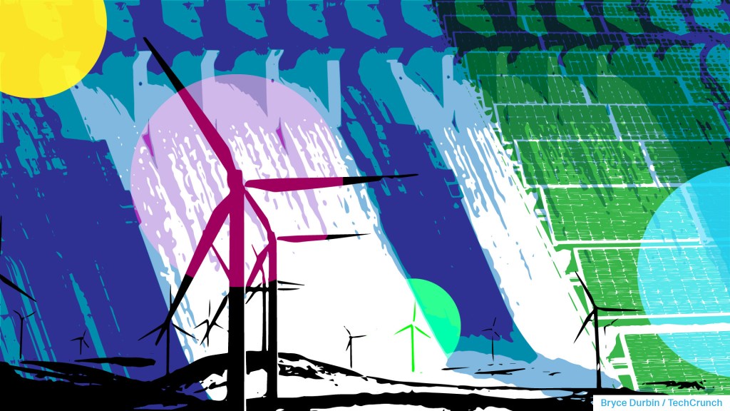 graphic depicting clean energy (solar, wind)