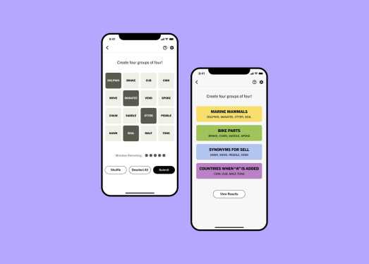 Connections game on The New York Times