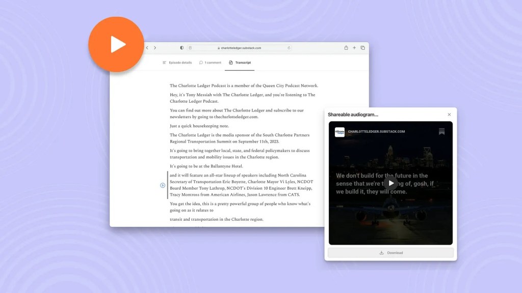 Substack AI transcription