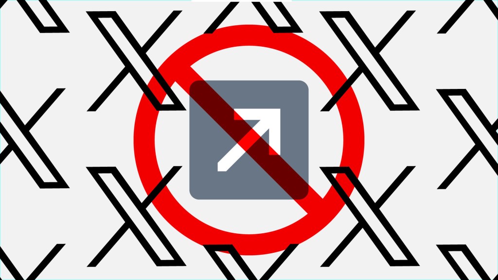 X logos with arrow in the middle, arrow is crossed out