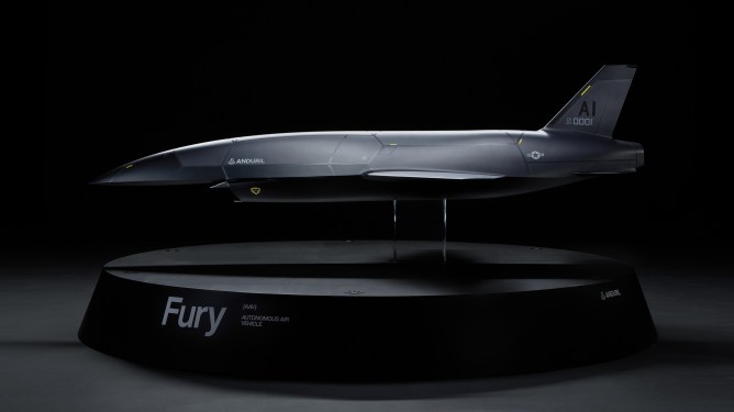 A 1:2 scale model of Fury, the group five autonomous aircraft designed by Blue Force Technologies