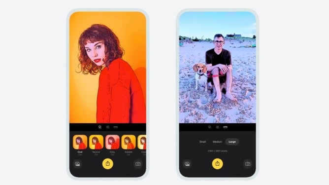 Cinemin app displayed on smartphones screens