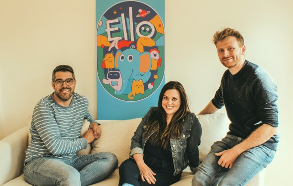 Ello co-founder and CEO Tom Sayer (left), co-founder and CXO Dr. Elizabeth Adams, and co-founder Catalin Voss (right)