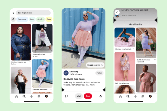 Pinterest's new body type technology displayed on screens