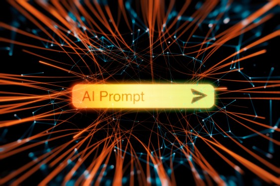 AI prompt against a space age backdrop.