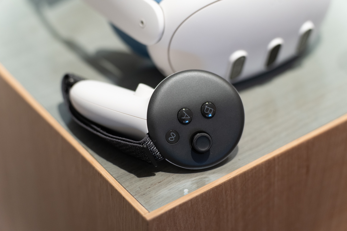Close up of the top of the Meta Quest 3 touch controller