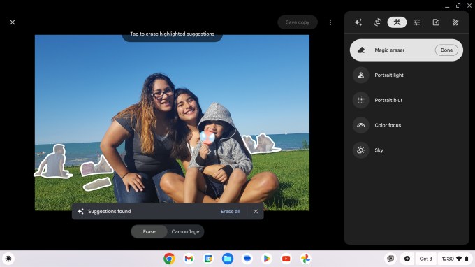 Magic eraser suggestions in Google Photos