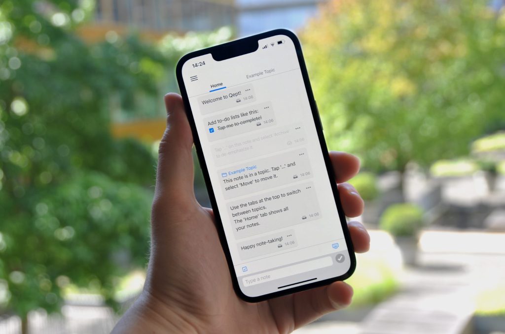 Qept app shown on a smartphone screen