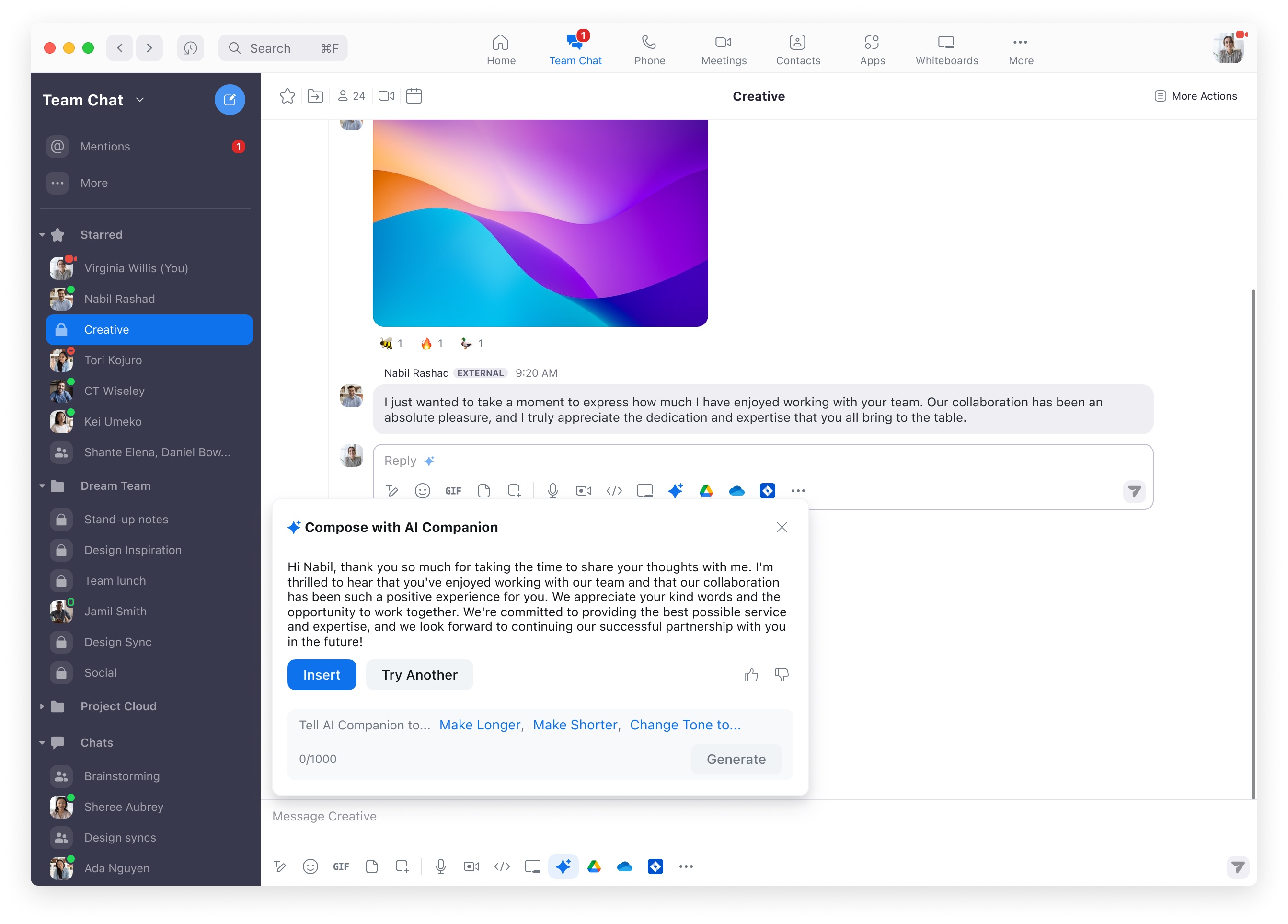 Zoom AI chat companion
