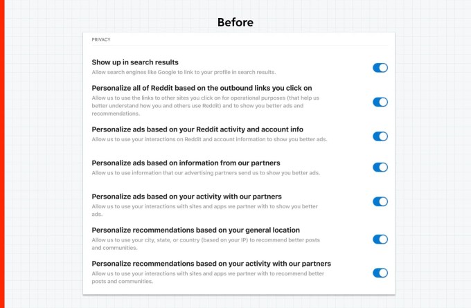 Old Reddit ad privacy settings