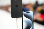 iPhone 15 Pro on stands at the Apple Event 2023