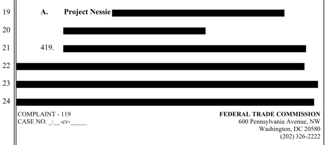 Project Nessie in FTC filing